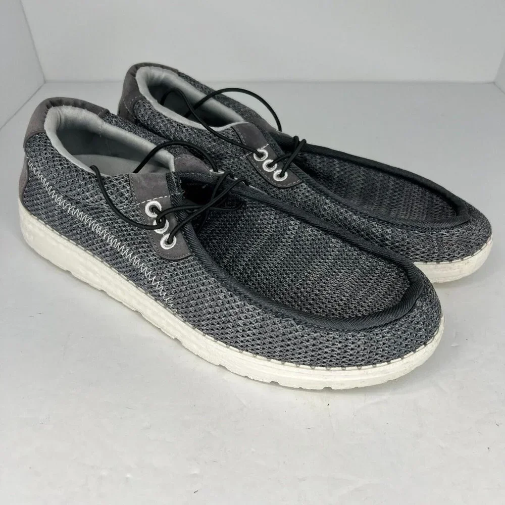 Uniqweto Mens Dark Gray Fabric Lace Up Round Toe Solid Size 9 Casual Shoes